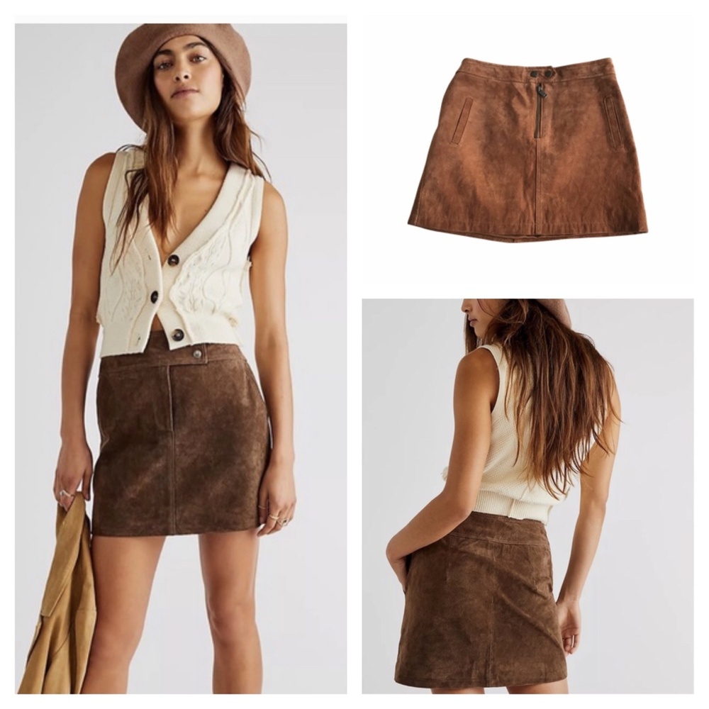 Blank NYC Skirt Suede Mini 25 0 Anthropologie Cognac Brown Rust blanknyc
